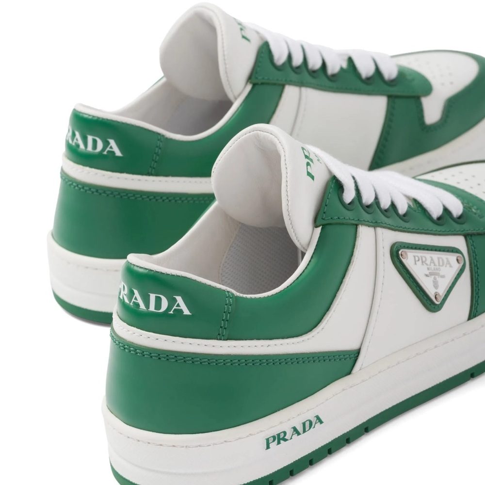 Prada Emerald and White Leather Sneakers - Picture 4 of 6